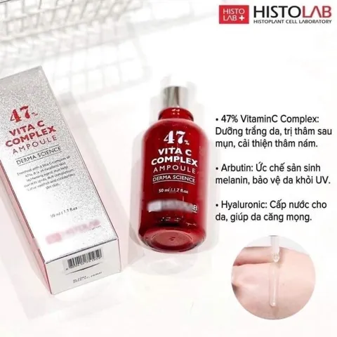 Serum cấp ẩm phục hồi dưỡng trắng da Histolab Hyaluron complex 62%/ 47% Vita C Complex/ 72% Azulene/ 63% EGF 50ml