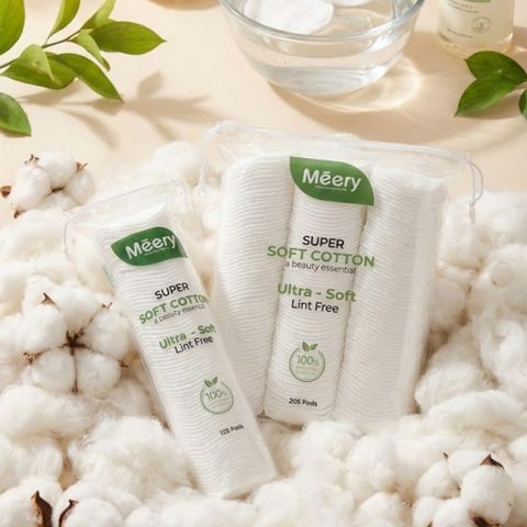 Bông Tẩy Trang MÉERY Meery 205 Miếng 100% Cotton, BTT 125 Miếng