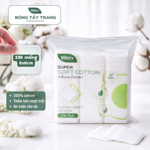 Bông Tẩy Trang MÉERY Meery 205 Miếng 100% Cotton, BTT 125 Miếng