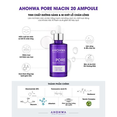 Tinh Chất Dưỡng Sáng, Thu Nhỏ Lỗ Chân Lông Ahohwa Pore Niacinamide 20% 30ml