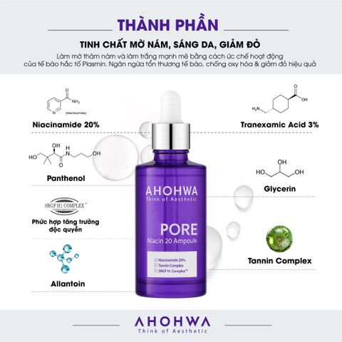 Tinh Chất Dưỡng Sáng, Thu Nhỏ Lỗ Chân Lông Ahohwa Pore Niacinamide 20% 30ml