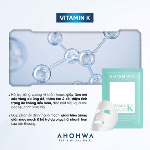 Mặt Nạ Vitamin K Ahohwa - Sheet Mask - Mặt nạ cấp ẩm phục hồi sinh học 