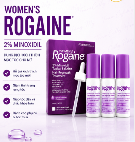 Women’s Rogaine 2% Minoxidil Hair Regrowth Treatment - Hỗ trợ mọc tóc, làm dày tóc cho nữ giới rụng tóc, hàng mỹ chính hãng