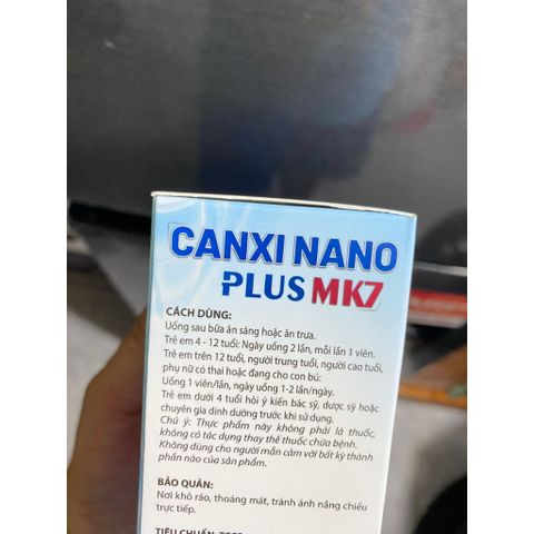 Canxi Nano Mk7 PLUS BỔ SUNG CANXI, chống còi xương, loãng xương hộp 30 viên
