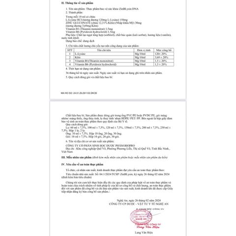 Siro ăn ngon tăng đề kháng ZINBLYSIN - nguyên liệu kẽm nhập khẩu Mỹ