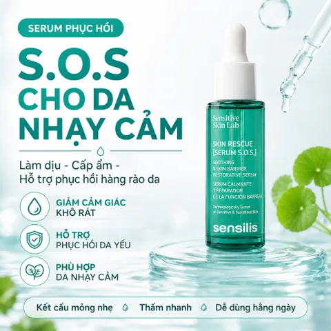 Serum Sensitive Skin Lab Skin Rescue S.O.S 30ml Làm Dịu Đỏ, Phục Hồi Da Nhạy Cảm Sau Thủ Thuật