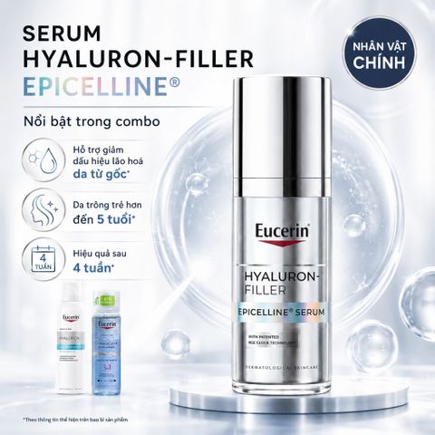 Bộ 3 Eucerin Hyaluron Serum + Xịt Dưỡng Ẩm + Tẩy Trang 3in1, Cấp Ẩm Chăm Da Chính Hãng