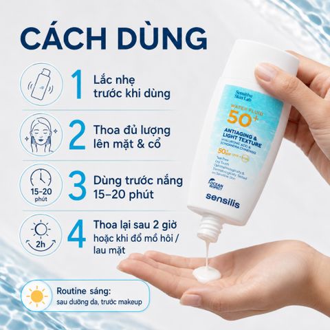 Kem Chống Nắng Sensilis Water Fluid SPF50+ 50ml Dạng Fluid Mỏng Nhẹ, Chống Lão Hóa