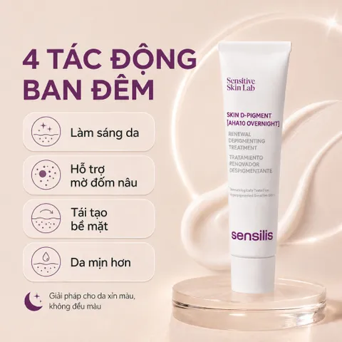 Sensilis Skin D-Pigment AHA10 Overnight Kem Dưỡng Mờ Thâm Nám Sáng Da Ban Đêm Chính Hãng