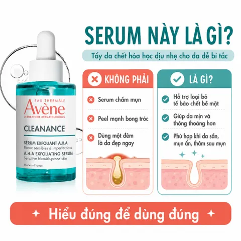 [ 4/27 ] Avène Cleanance AHA 30ml Serum Tẩy Tế Bào Chết Giảm Thâm Sáng Da Dịu Nhẹ Da Nhạy Cảm