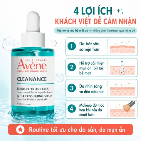 [ 4/27 ] Avène Cleanance AHA 30ml Serum Tẩy Tế Bào Chết Giảm Thâm Sáng Da Dịu Nhẹ Da Nhạy Cảm