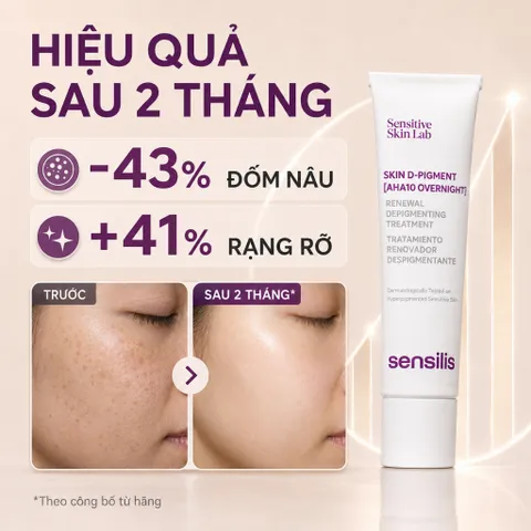 Sensilis Skin D-Pigment AHA10 Overnight Kem Dưỡng Mờ Thâm Nám Sáng Da Ban Đêm Chính Hãng