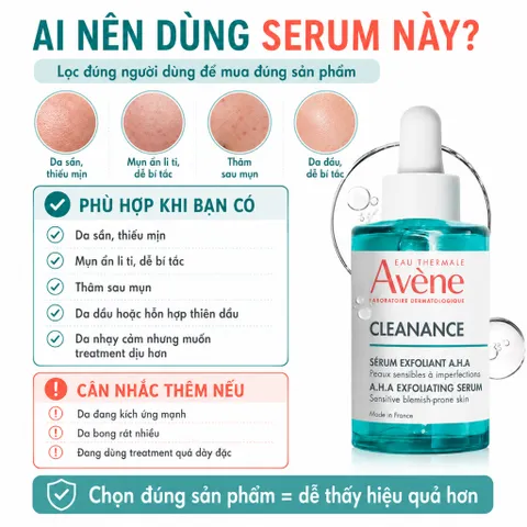 [ 4/27 ] Avène Cleanance AHA 30ml Serum Tẩy Tế Bào Chết Giảm Thâm Sáng Da Dịu Nhẹ Da Nhạy Cảm