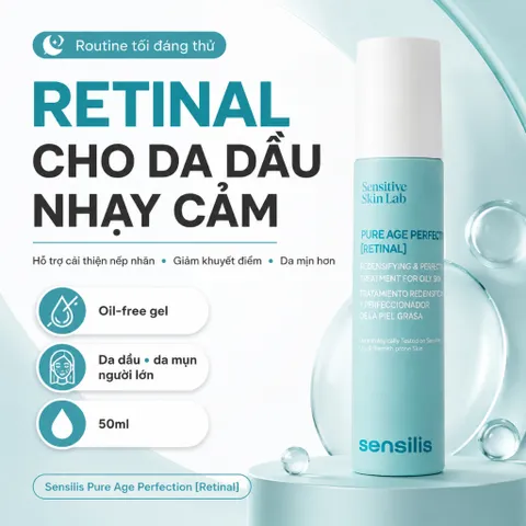 Serum Sensilis Pure Age Perfection Retinal 50ml Chống Lão Hóa Da Dầu Bí Tắc Nhạy Cảm