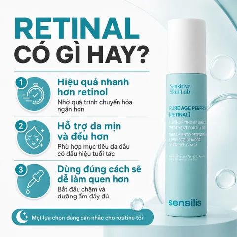 Serum Sensilis Pure Age Perfection Retinal 50ml Chống Lão Hóa Da Dầu Bí Tắc Nhạy Cảm