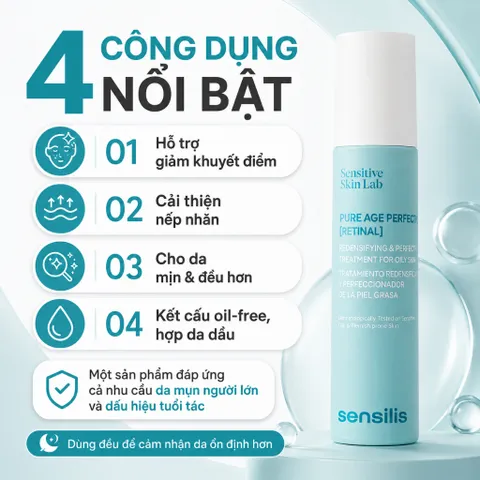 Serum Sensilis Pure Age Perfection Retinal 50ml Chống Lão Hóa Da Dầu Bí Tắc Nhạy Cảm