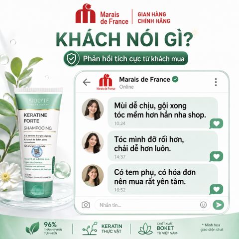 Biocyte Keratine Forte Shampooing 200ml - Dầu Gội Keratin Bồ Kết, Mềm Mượt Tóc Khô Xơ Chính Hãng