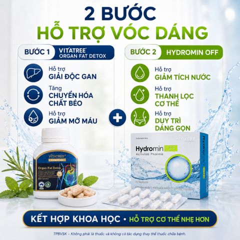 Combo Viên Uống Hydromin Off 30 Viên Vitatree Organ Fat Detox 60 Viên Hỗ Trợ Giảm Tích Nước Gọn Dáng