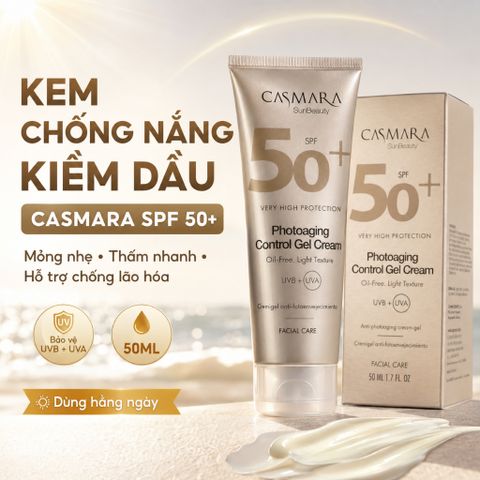 Kem Chống Nắng Casmara SPF50+ 50ml Oil-Free Gel Cream Cho Da Dầu, Không Bóng Nhờn
