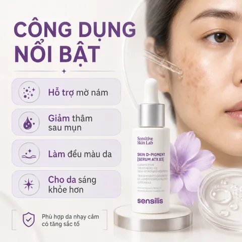 Serum Sensilis Skin D-Pigment ATX B3 30ml Mờ Thâm Nám, Đốm Nâu Cho Da Nhạy Cảm