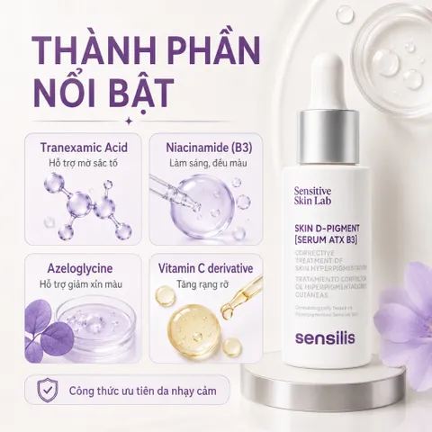 Serum Sensilis Skin D-Pigment ATX B3 30ml Mờ Thâm Nám, Đốm Nâu Cho Da Nhạy Cảm