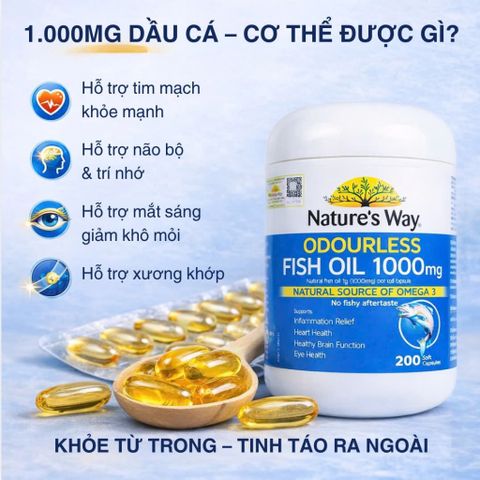 Nature’s Way Odourless Fish Oil 1000mg Úc | Dầu Cá Không Mùi | Omega 3 EPA DHA | 80 Viên 755040