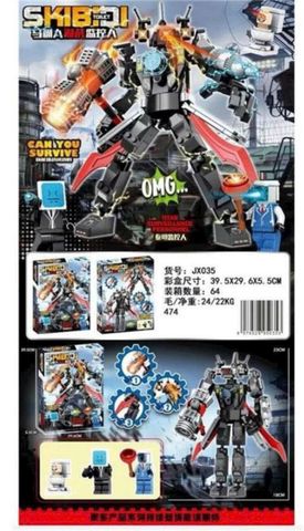 Đồ chơi lắp ráp kiểu Lego Skibidi toilet JX035 TITAN SURVEILLANCE PERSONNEL