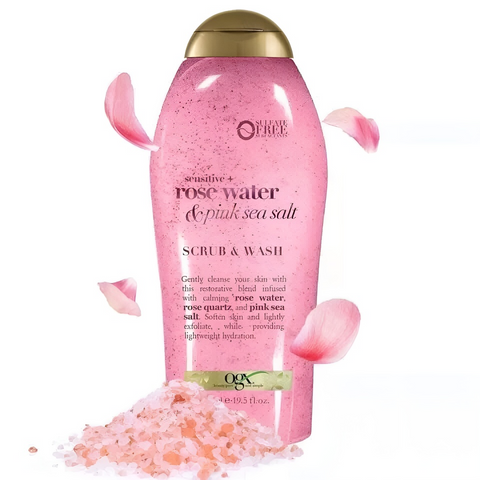 Sữa Tắm Tẩy Tế Bào Chết OGX Sensitive + Rose Water & Pink Sea Salt Scrub & Wash