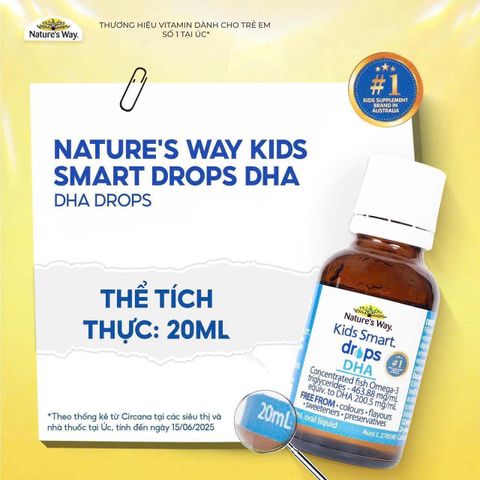 DHA Nature's Way Kids Smart Drops tăng chỉ số IQ, giúp trẻ thông minh vượt trội, Hộp 20ml