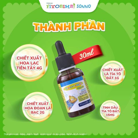 Siro hỗ trợ ngủ ngon cho bé Fitobimbi Sonno - Chiết xuất tháo dược tự nhiên, giảm khó ngủ và căng thẳng, dung tích 30ml 755265