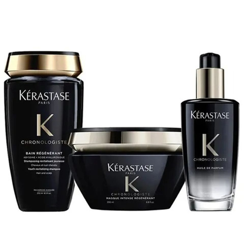 Bộ Sản Phẩm Chăm Sóc Tóc Kérastase Chronologiste Kit Bain Masque Huile 3 Món NK chính ngạch