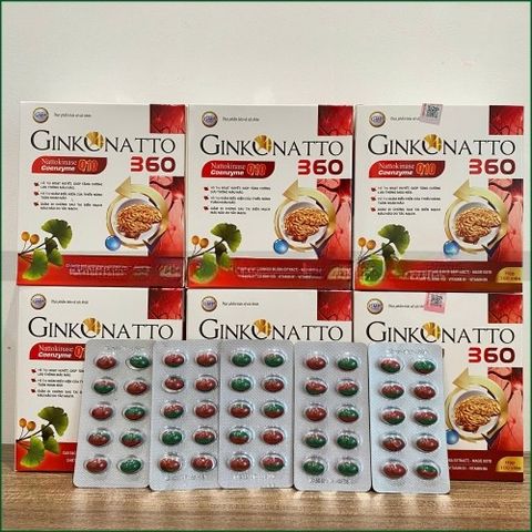 1 HỘP VIÊN UỐNG GINKONATTO 360 NATTOKINASE Q10 COENZYME - HỖ TRỢ HOẠT HUYẾT, TĂNG CƯỜNG TUẦN HOÀN MÁU NÃO, GIẢM BIẾN CHỨNG SAU TAI BIẾN MẠCH MÁU NÃO - HỘP 100 VIÊN