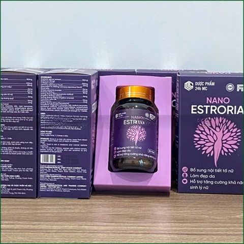 1 HỘP VIÊN UỐNG NỘI TIẾT TỐ NANO ESTRORIA - BỔ SUNG NỘI TIẾT TỐ NỮ, LÀM ĐẸP DA, HỖ TRỢ TĂNG CƯỜNG KHẢ NĂNG SINH LÝ NỮ - HỘP 30 VIÊN