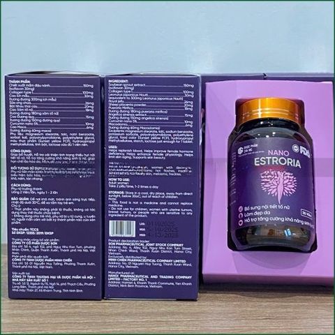 1 HỘP VIÊN UỐNG NỘI TIẾT TỐ NANO ESTRORIA - BỔ SUNG NỘI TIẾT TỐ NỮ, LÀM ĐẸP DA, HỖ TRỢ TĂNG CƯỜNG KHẢ NĂNG SINH LÝ NỮ - HỘP 30 VIÊN