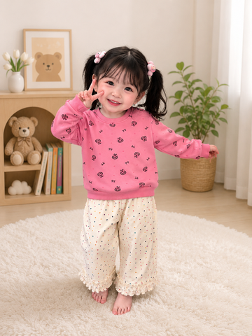  Hàng QC- Áo sweater nỉ labubu xinh xắn cute đáng yêu dễ thương cho bé gái thu đông
