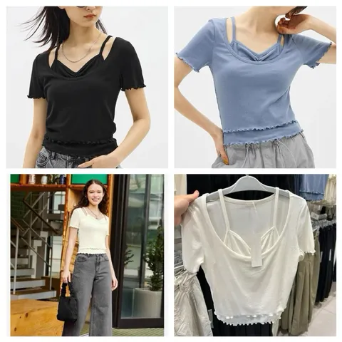 Áo thun tăm cổ yếm Gu Japan 755390