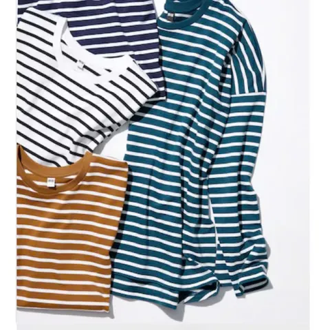 Áo thun cotton kẻ ngang dài tay Uni Nhật