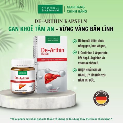 Viên uống Bổ Gan De-Arthin 30 viên - Giải độc gan, hạ men gan hiệu quả từ Sanct Bernhard, hỗ trợ sức khỏe gan tự nhiên