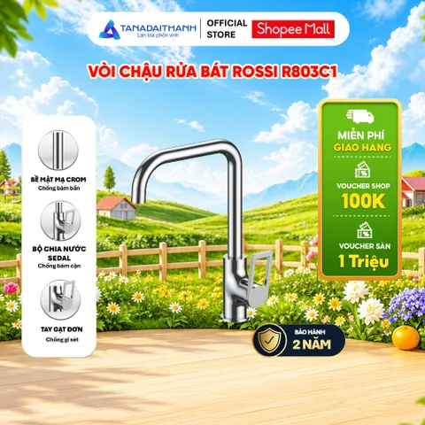 Vòi Chậu Rửa Bát Rossi R803C1 Dành Cho Bếp, Có Nóng Lạnh, Bảo Hành 2 Năm