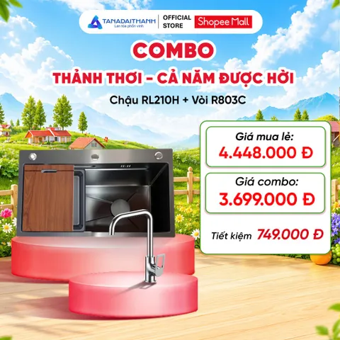 Combo Bếp Thảnh Thơi Gồm Chậu Rửa Rossi RL210H Inox 201 Và Vòi Chậu Rossi R803C1