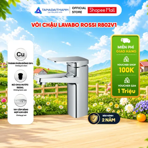Vòi Chậu Lavabo Rossi R802V1 Lõi Đồng Cao Cấp, Có Nóng Lạnh, BH 2 Năm