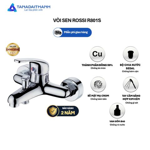 Vòi Sen Rossi R801S Có Nóng Lạnh, Bảo Hành 2 Năm, Thiết Kế Tinh Tế Chuẩn Tây Ban Nha