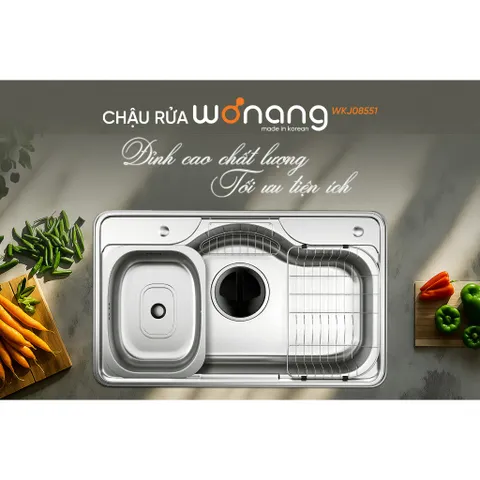 Chậu Rửa Bát Wonang WKJ08551 Inox 304 Nhập Khẩu Hàn Quốc Chính Hãng Bảo Hành 5 Năm