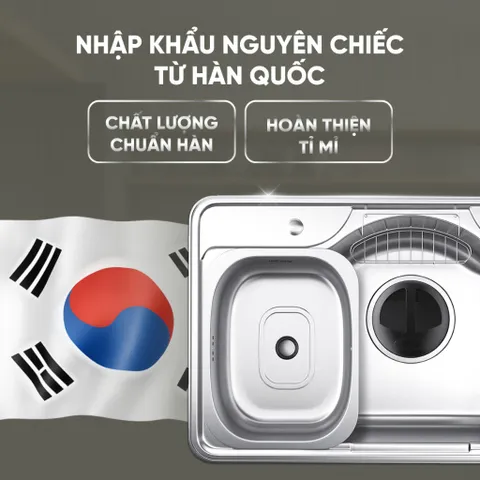 Chậu Rửa Bát Wonang WKJ08551 Inox 304 Nhập Khẩu Hàn Quốc Chính Hãng Bảo Hành 5 Năm