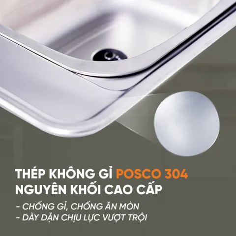Chậu Rửa Bát Wonang WKJ08551 Inox 304 Nhập Khẩu Hàn Quốc Chính Hãng Bảo Hành 5 Năm