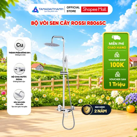 Bộ Vòi Sen Cây Rossi R806SC Phong Cách Châu Âu, Có Nóng Lạnh, BH 2 Năm