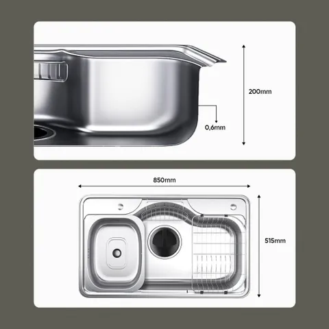 Chậu Rửa Bát Wonang WKJ08551 Inox 304 Nhập Khẩu Hàn Quốc Chính Hãng Bảo Hành 5 Năm