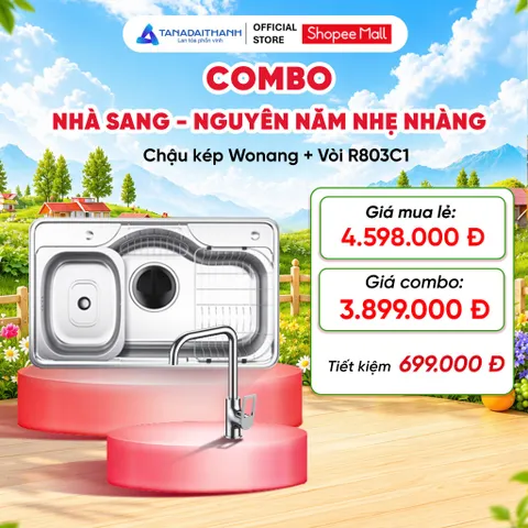 Combo Nhà Sang Gồm Chậu Rửa Wonang Inox 304 Hàn Quốc Và Vòi Chậu Rossi R803C1