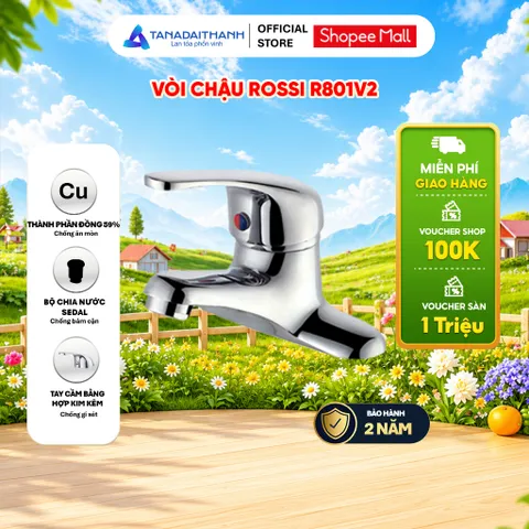 Vòi Chậu Rossi R801V2 Có Nóng Lạnh, Bảo Hành 2 Năm, Thiết Kế Tinh Tế Chuẩn Tây Ban Nha