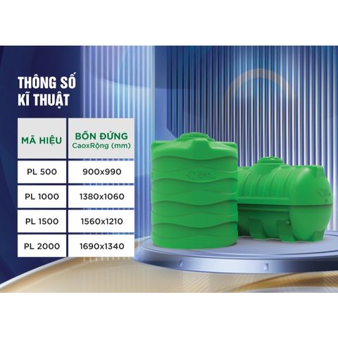[GIAO TOÀN QUỐC] Bồn nước nhựa Tân Á Đại Thành Plasman Ngang 500N 1000N - Chính hãng, Bảo hành 20-40 năm